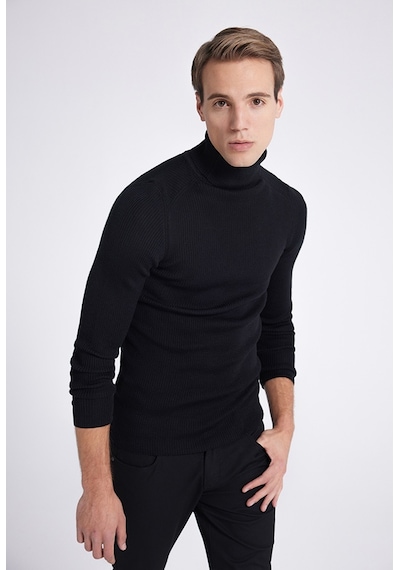 D's Damat Slim Fit Siyah Ribana Örgü Kazak 9ec060631764d Siyah
