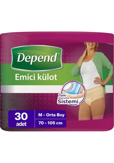 Depend Emici Külot Kadın Hasta Bezi Orta Boy M 30'Lu