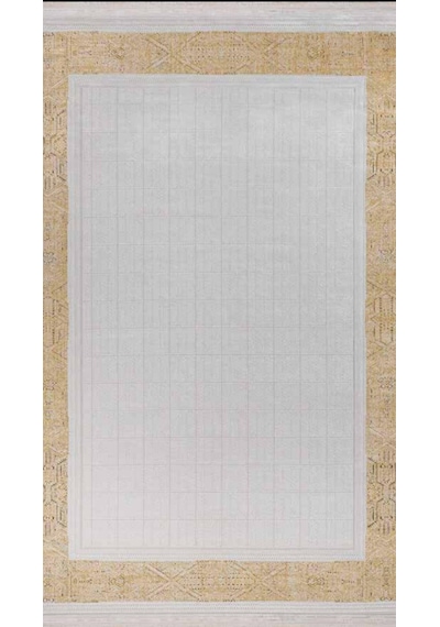 By Özer Halı Krem Renk Sarı Bordürlü Modern Stil Flora Halı Magnum 7064f Salon Halısı Çok Renkli