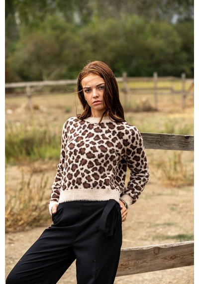 Verdeblanco Leopar Desenli Tüylü Kazak Leopar
