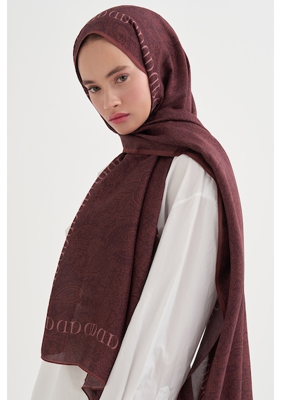 Carell Elenora Monogram Floş Şal Kızıl Çok Renkli