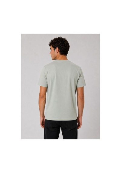 Hzr Wear Erkek Nakış Baskı Detaylı Sıfır Yaka Regular Fit %100 Pamuk Tişört Yeşil