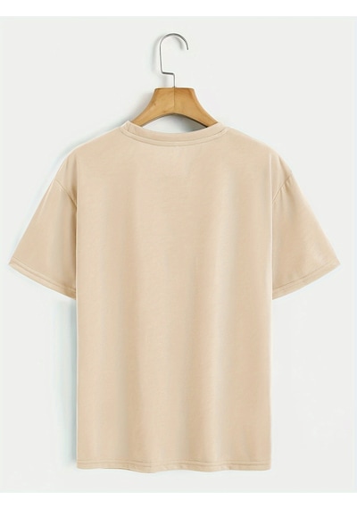 Unisex Sevimli Kedi Patili Kalp Tasarım Basklı Tshirt Bej