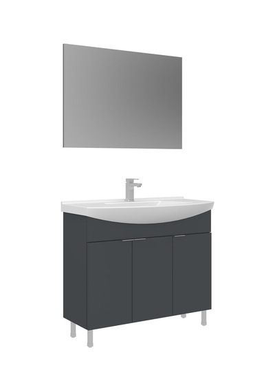 Orka Purus 100 Cm Mat Antrasit Banyo Dolabı Alt Modül Lavabo Ayaklı Antrasit