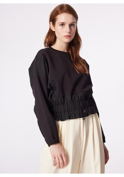 Fabrika Siyah Kadın Bisiklet Yaka Geniş Fit Sweatshirt F4sl-swt0294