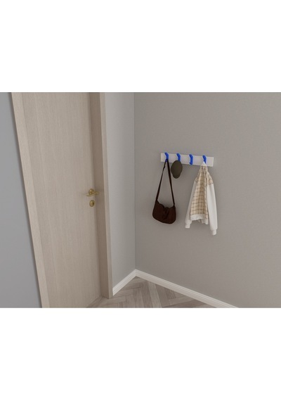 Hepsi3boyutlu Modern Duvar & Kapı Kanca Askılık - 4 Adet Mavi Kanca Askılık - Model No : 2 Mavi