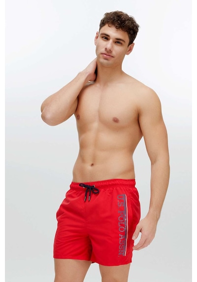 U.S. Polo Assn. Erkek Kırmızı Orta Boy Deniz Şortu-4321 Narçiçeği