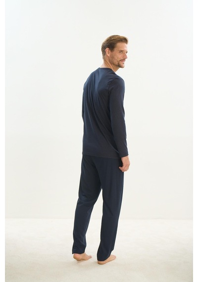 Sevim Erkek Uzun Kol Lacivert Pijama Takım C6t2n5o9 001