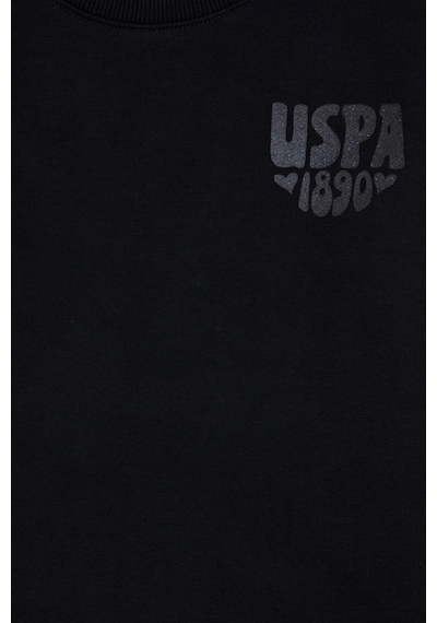 U.S. Polo Assn. Kız Çocuk Siyah Simli Baskı Detaylı Bisiklet Yaka Basic Sweatshirt 50314289-VR046