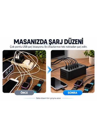 30 Portlu150w Usb Şarj İstasyonu Ev Ofis Toplantı Odası Akıllı Şarj 2.4a Soğutma Fanlı Isı Dağılımı Şarj Cihazı Şarj İstasyonu Çoklu