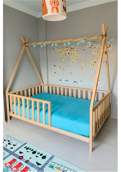 Köşk_Mobilya Rüya Montessori Bebek Ve Çocuk Karyolası Doğal Ahşap Yatak