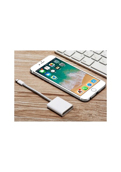 Apple Uyumlu iPhone/Apple Uyumlu iPad Lightning To Sd Kart Hafıza Kart Adaptörü Nk105- 5775 - Karbul7347-9066 Beyaz