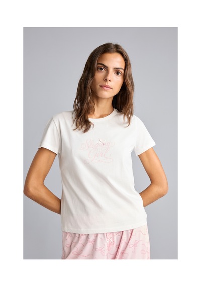 Defacto Kısa Kollu Üst Desenli Geniş Paça Alt Pijama Takımı H4196ax26aupn38 Pembe-pn38