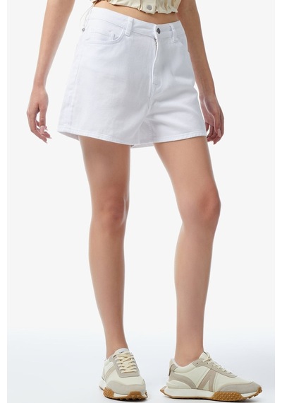 Lacoste Women's Regular Fit Denim White Jean Shorts Kadın Bermuda Kot Şort Beyaz