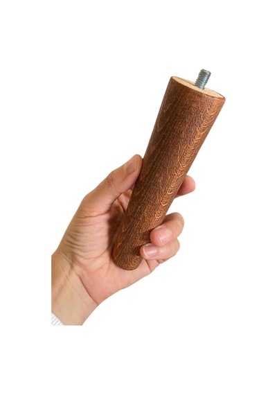 Ahşap Ayak 15 Cm 2'li Set Koyu Meşe M8 Civatalı Bağlantı Aparatlı Dolap Mobilya Koltuk Kanepe Destek Ayağı Ayakları Koyu Meşe