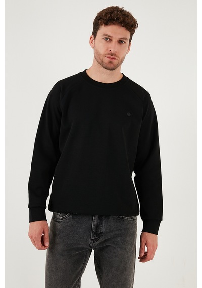 Buratti Streç Pamuklu Relaxed Fit Bisiklet Yaka 2'Li Paket Erkek Sweat 5901210S2 Siyah-Taş