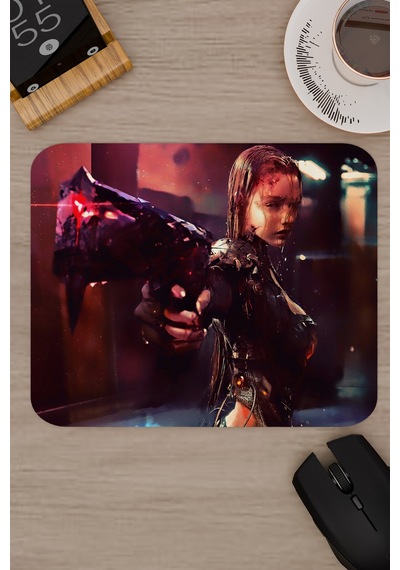 Dijital Savaşçı Kadın V3 22x18 Gaming Kauçuk Kaymaz Taban Mouse Pad Fare Altlığı