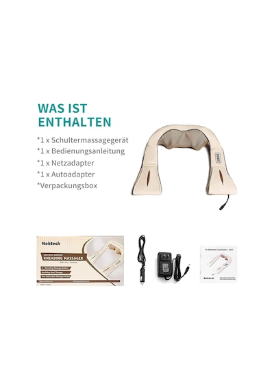 Nekteck Shiatsu Isılı Derin Yoğurma Masaj Yastığı, Araba/ofis Koltuğu Masaj Aleti, Boyun, Omuz, Sırt, Bel Masaj Yastığı - Viraj