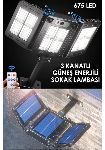Trendpoint 675Ledli Solar Bahçe Aydınlatması Projektör Sokak Lamb Diğer