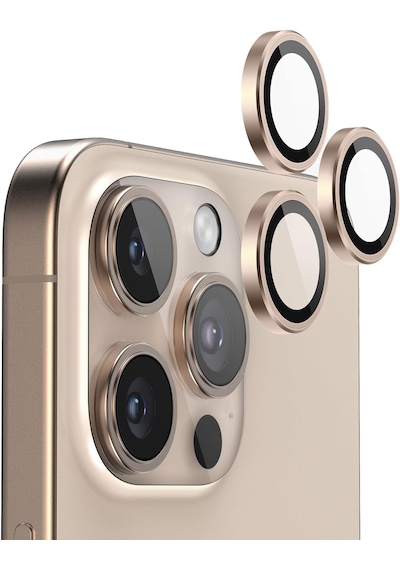 Apple Uyumlu iPhone 16 Pro / 16 Pro Max Kamera Lens Koruyucu Çöl Titanyum