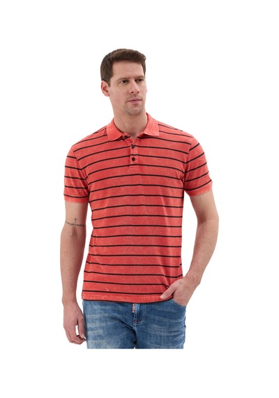Cipo & Baxx Erkek Çizgili Polo Yaka Basic T-shirt - Ct858 Red