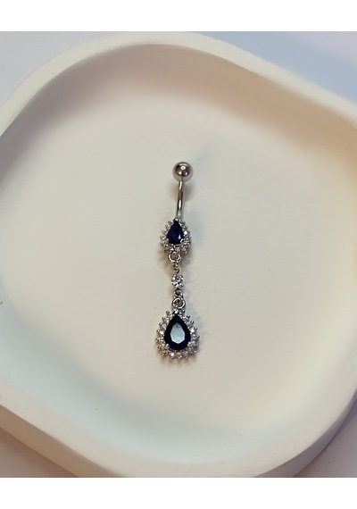 Kadın Mavi Damla Taş Detay Çelik Piercing