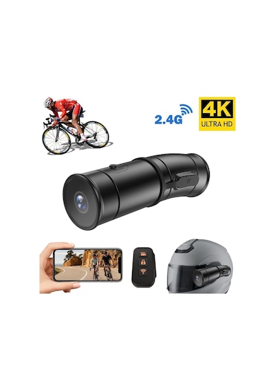 Coverzone 4k Ultra Hd Dual Channel Motosiklet Kask Kamerası 170 Geniş Açı, Ip65 Su Geçirmez, 1800mah Batarya, Type-c, Time-lapse, 256gb Destekli Kompakt Gövde Motosiklet Aksiyon Kayıt Kamerası V8