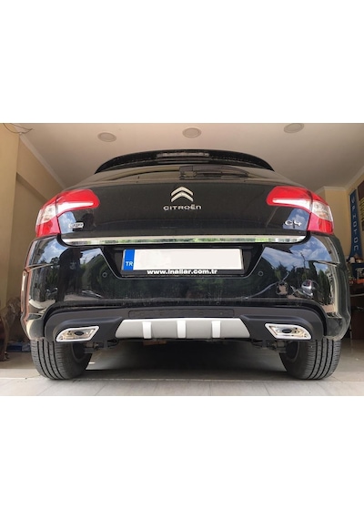 Citroen C4 Uyumlu Difüzör Difizör Siyah + Kare Egzoz Görünüm C Tip 2011 - 2016