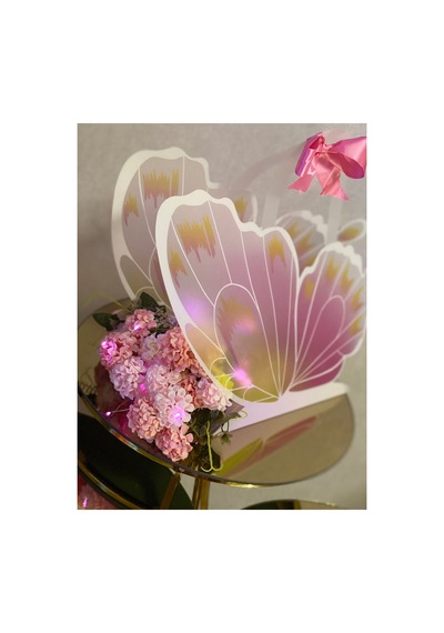 Çantalı Kelebek Buketi Ledli Pembe - 705050948 Pembe
