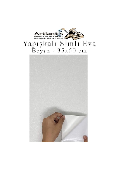 Yapışkanlı Simli Eva 35x50 Cm 1 Adet Simli Yapışkanlı Eva Süngeri Okul Kreş Anasınıfı Elişi Etkinlikleri Hobi Beyaz