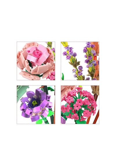 Fun4kid Mini Bricks Çiçek Buketi Yapı Seti, Yapay Çiçek Yapı Taşları, Ev Dekorasyonu, 547 Parça Yaratıcı Botanik Koleksiyonu, 8-12 Yaş Arası Kızlar İçin