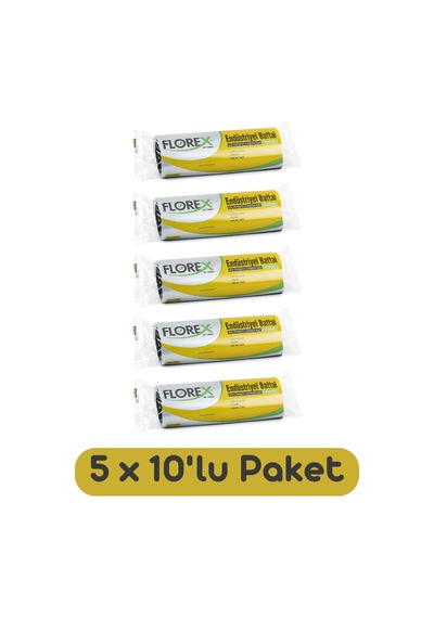 Florex Endüstriyel Battal Boy Çöp Torbası 72x95 Cm 10'lu Rulo Siyah 5 Rulo (50 Adet)
