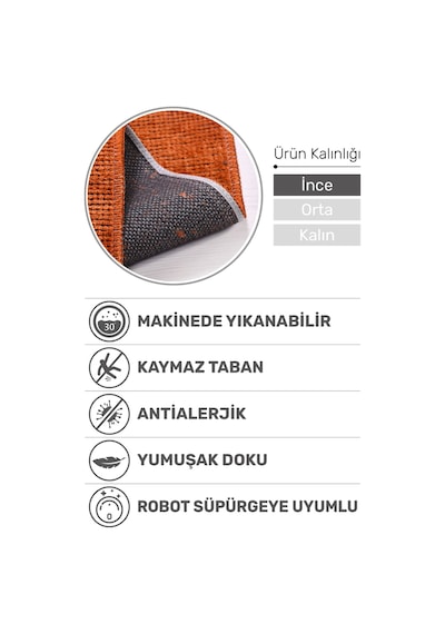 Azra Kiremit Özel Kaymaz Tabanlı Pamuk Dokuma Kilim