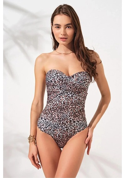 Bandy Kaplı Straplez Mayo Dlx-231132 Leopar