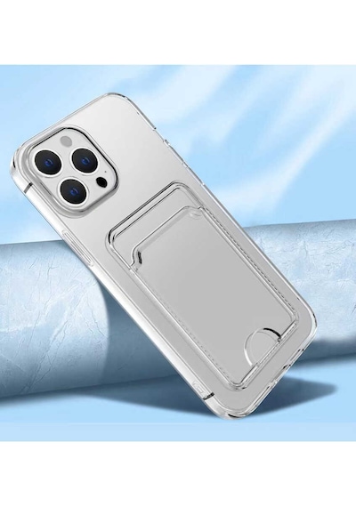Kilifone - Apple Uyumlu iPhone 14 Pro Max - Kılıf Kartlıklı Şeffaf Setra Clear Silikon Kapak - Şeffaf