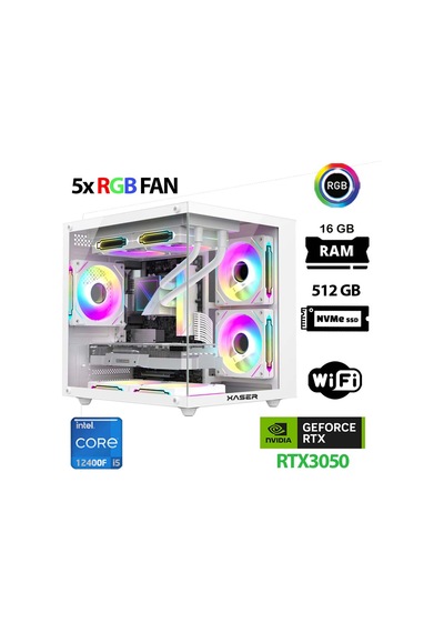 Xaser Cube X180 i5-12400F 16 GB 512 GB M.2 Nvme SSD 6 GB RTX3050 Free Dos Masaüstü Oyuncu Bilgisayarı