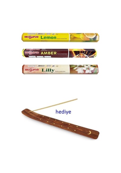 Ers 3 Paket 20 Çubuklu Tütsü Limon - Amber - Lilly - Kayık Hediyeli