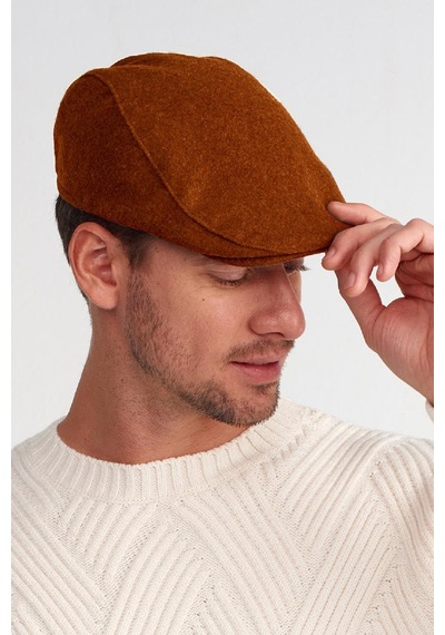 Külah Erkek Yün Flat Cap Kasket Peaky Blinders Şapka - Kiremit