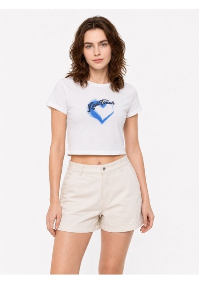 LOFT Crop Kadın Tshirt K.kol Lf2042272 Q1.v1 Beyaz