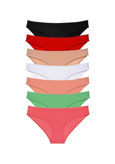 Royaleks 7 adet Süper Eko Set Likralı Kadın Slip Külot Set 5 RYL-EKO7013 Çok Renkli