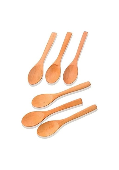 12 Adet Bambu Baharat Kaşığı Ve Mama Kaşığı, Bambu Reçel Bal Kaşığı 12 Adet Açık Ahşap