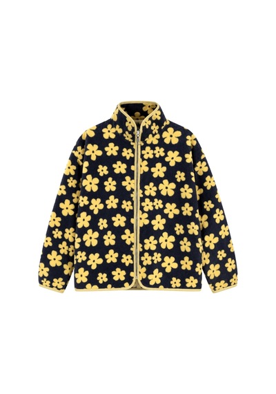 Vadon 1061 Kadın Papatya Desenli Yandan Cepli Fermuarlı Polar Sweatshirt Antrasit