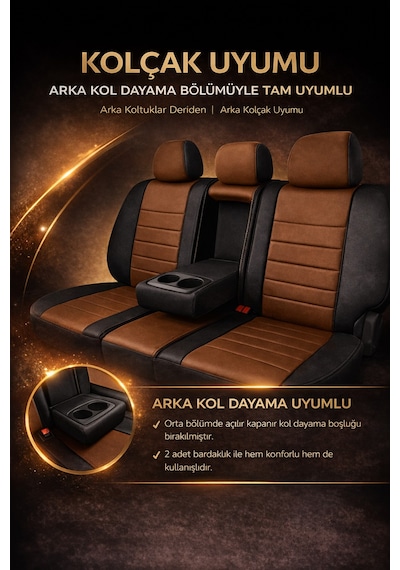 Hyundai Accent Era 2006-2011 Uyumlu Colorline Elegance Deri Taba Siyah Koltuk Kılıfı