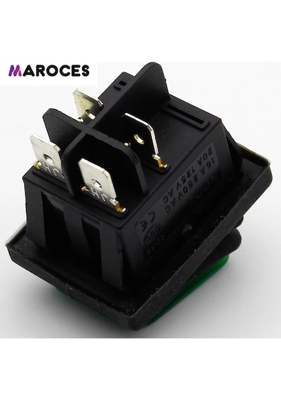 Ic-104W Geniş Körüklü Işıklı Yeşil Anahtar On-Off 4 Uçlu 220V 1 Adet