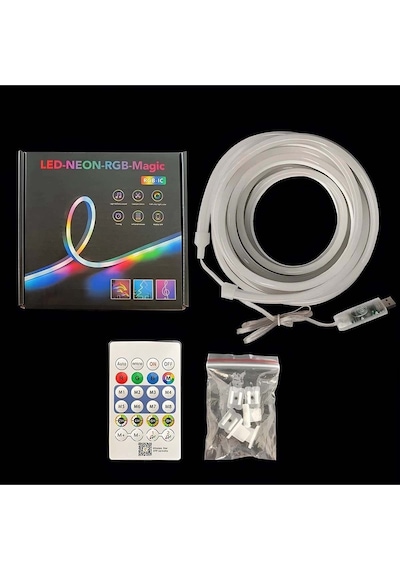 5 Metre Rgb Neon Led , Rgb Led, Sese Duyarlı Led Çok Renkli