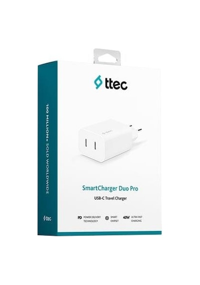 Ttec 2SCS27B Smartcharger Duo Pd 40 W Usb-c + Usb-c Seyahat Hızlı Şarj Aleti Beyaz
