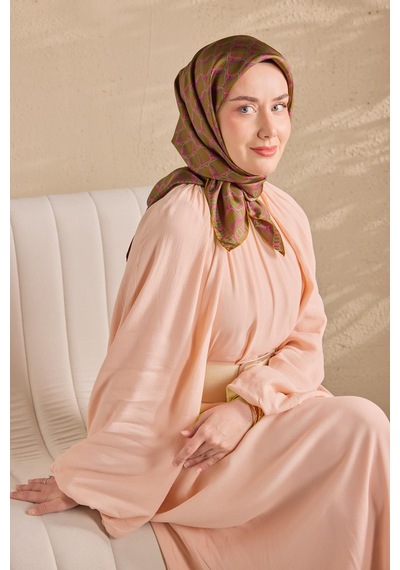 Silk Home Twill İpek Eşarp Zincir Yeşil Kahve Çok Renkli