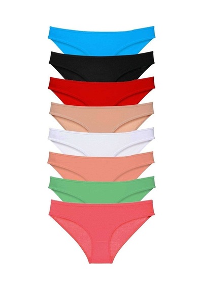 Kadın 8 Adet Süper Eko Set Likralı Kadın Slip Külot Set 5 Çok Renkli