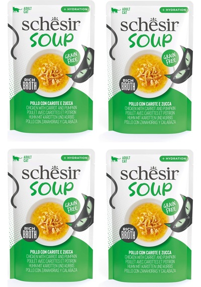 Schesir Soup Tavuklu Ve Balkabaklı Yetişkin Kedi Çorbası Pouch 40 Gr. X 4 Adet
