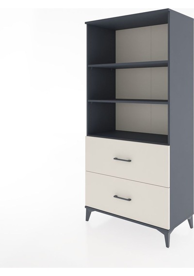 Hyperion Dolap 3 Raflı 2 Çekmeceli 88x44x182 Antrasit-aytaşı Antrasit